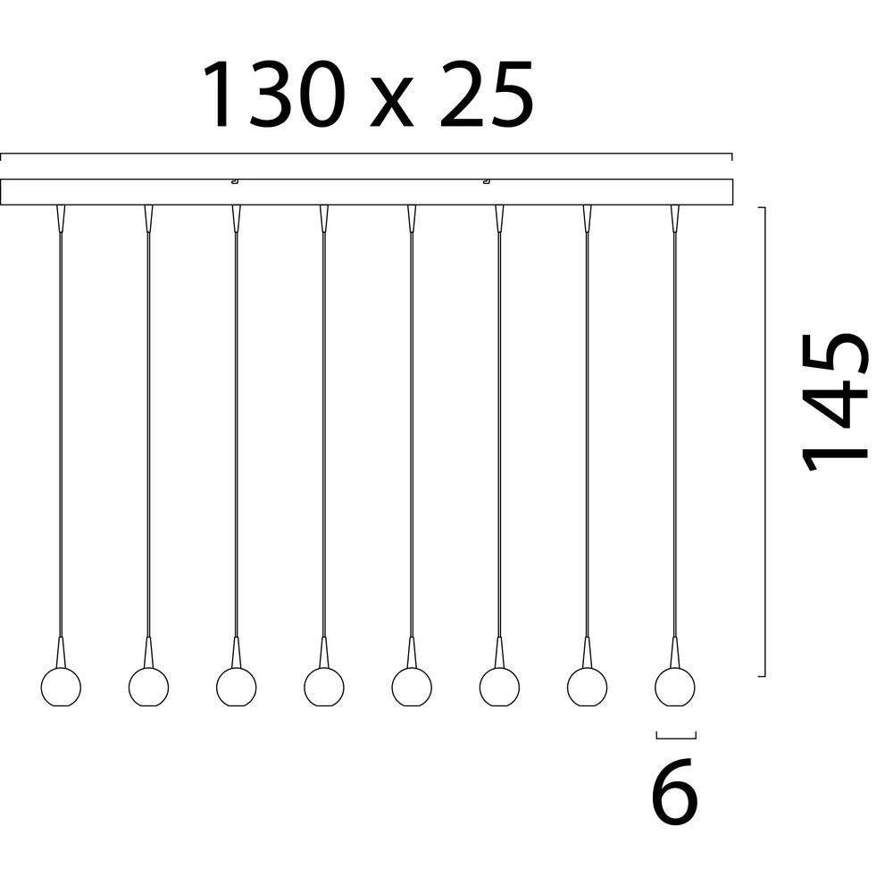 8-lichts hanglamp Talana 130cm cacao bruin Ø 6cm DTW Masterlight 8718121389196