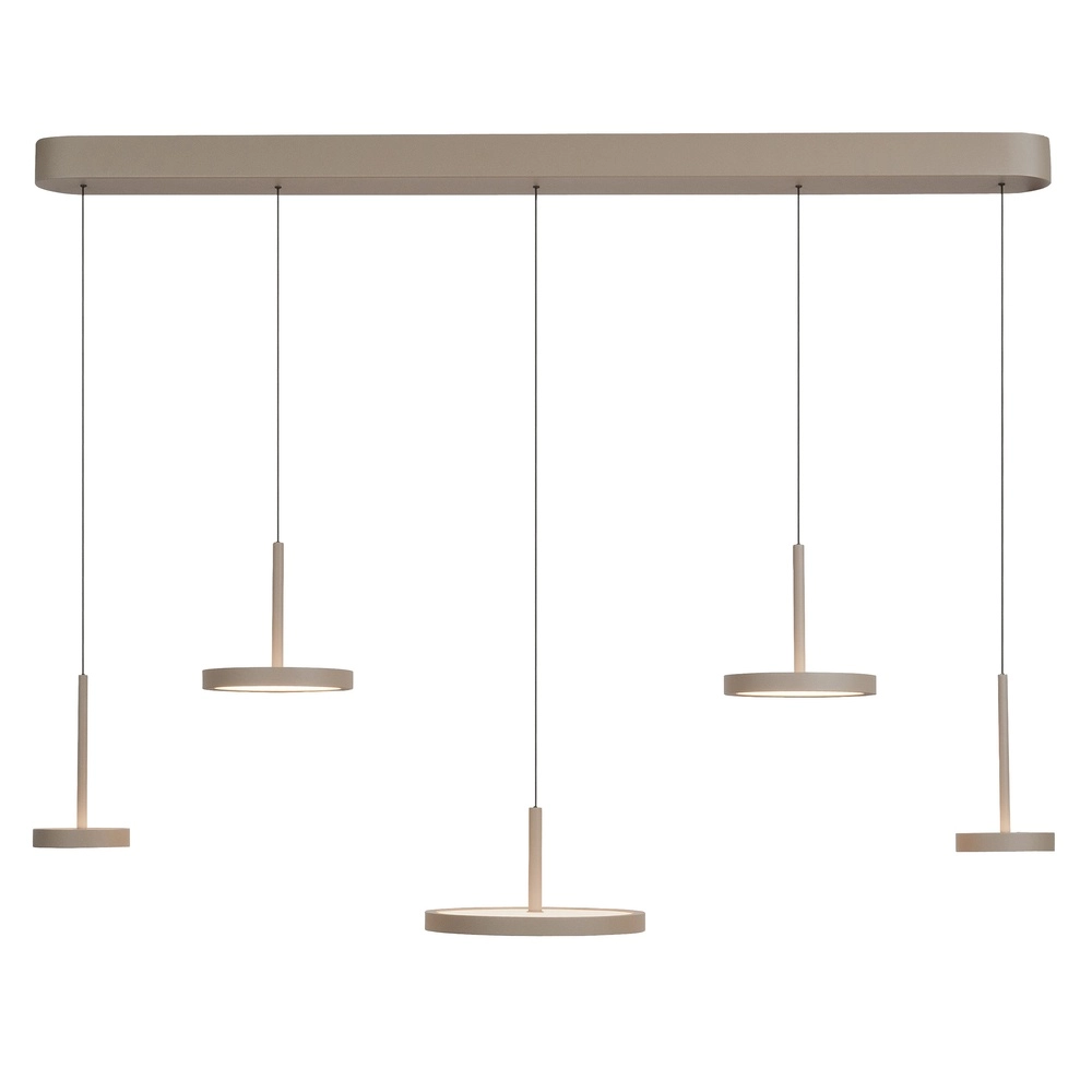 Strakke hanglamp Falcon zand bruin 5-lichts