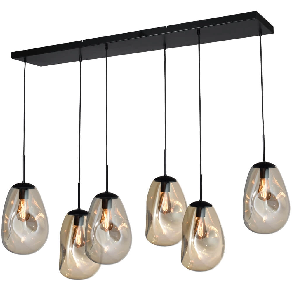 Hanglamp Lava 6x goud glas Ø 22,5cm
