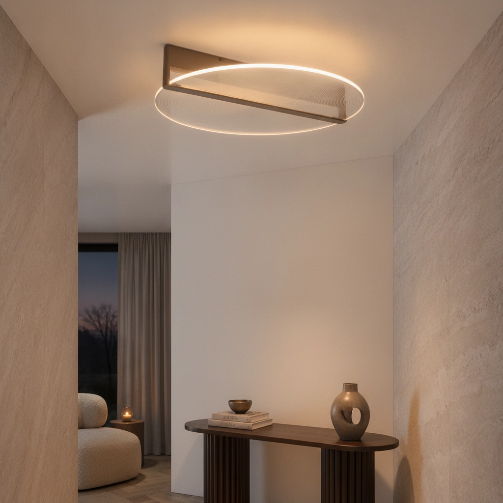 Strakke plafondlamp Noah Ø 56cm koffie bruin