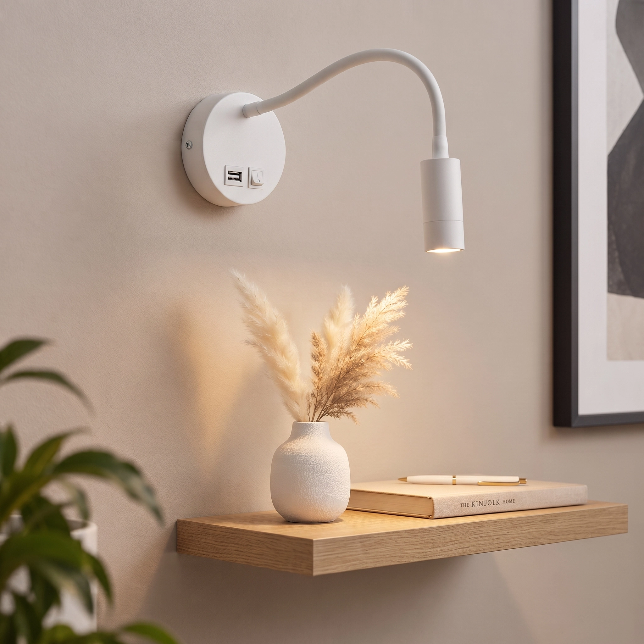 Witte wandlamp Flexi-C flexibel verstelbaar