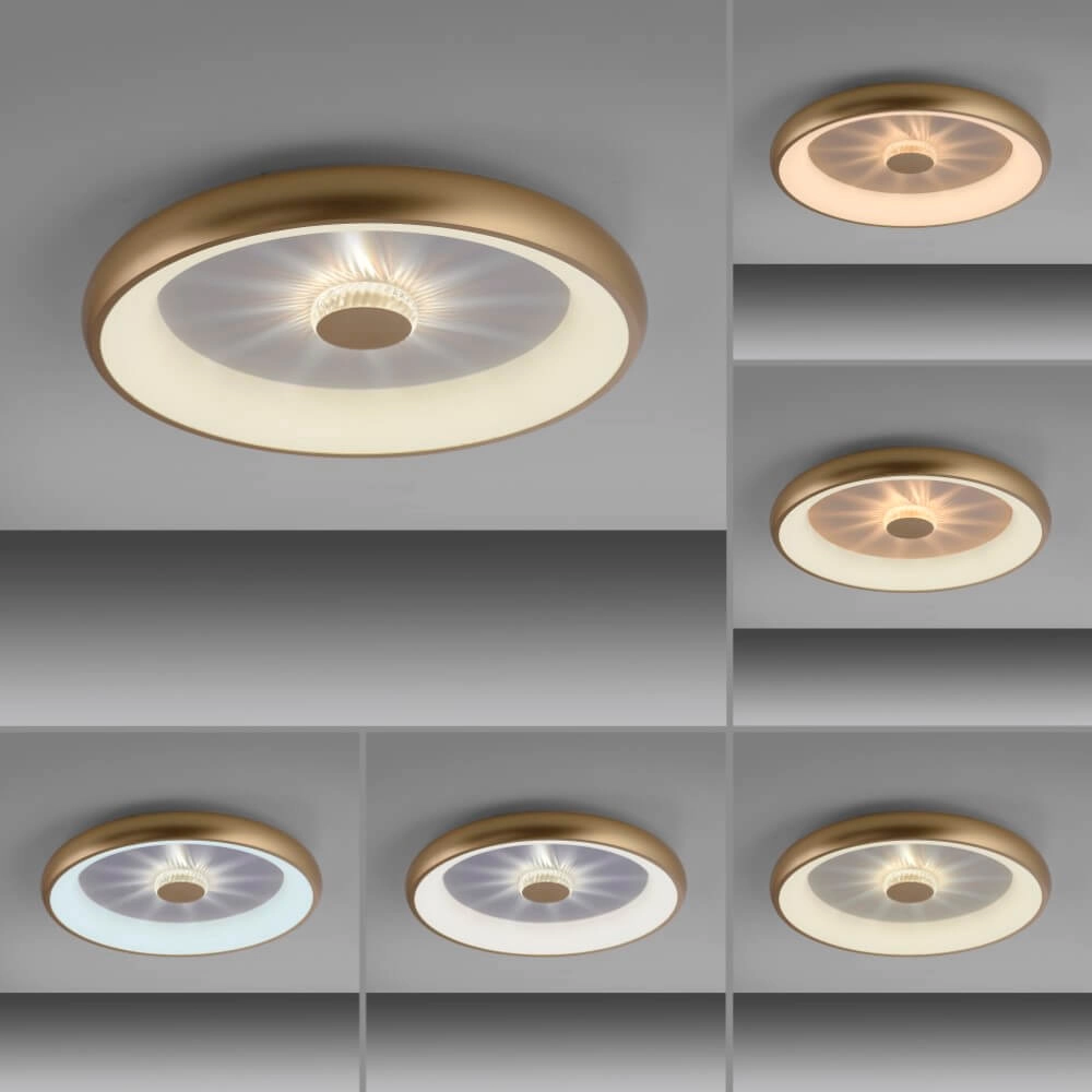 Ronde plafondlamp Vertigo messing Ø 61,5cm Just Light 4043689995096