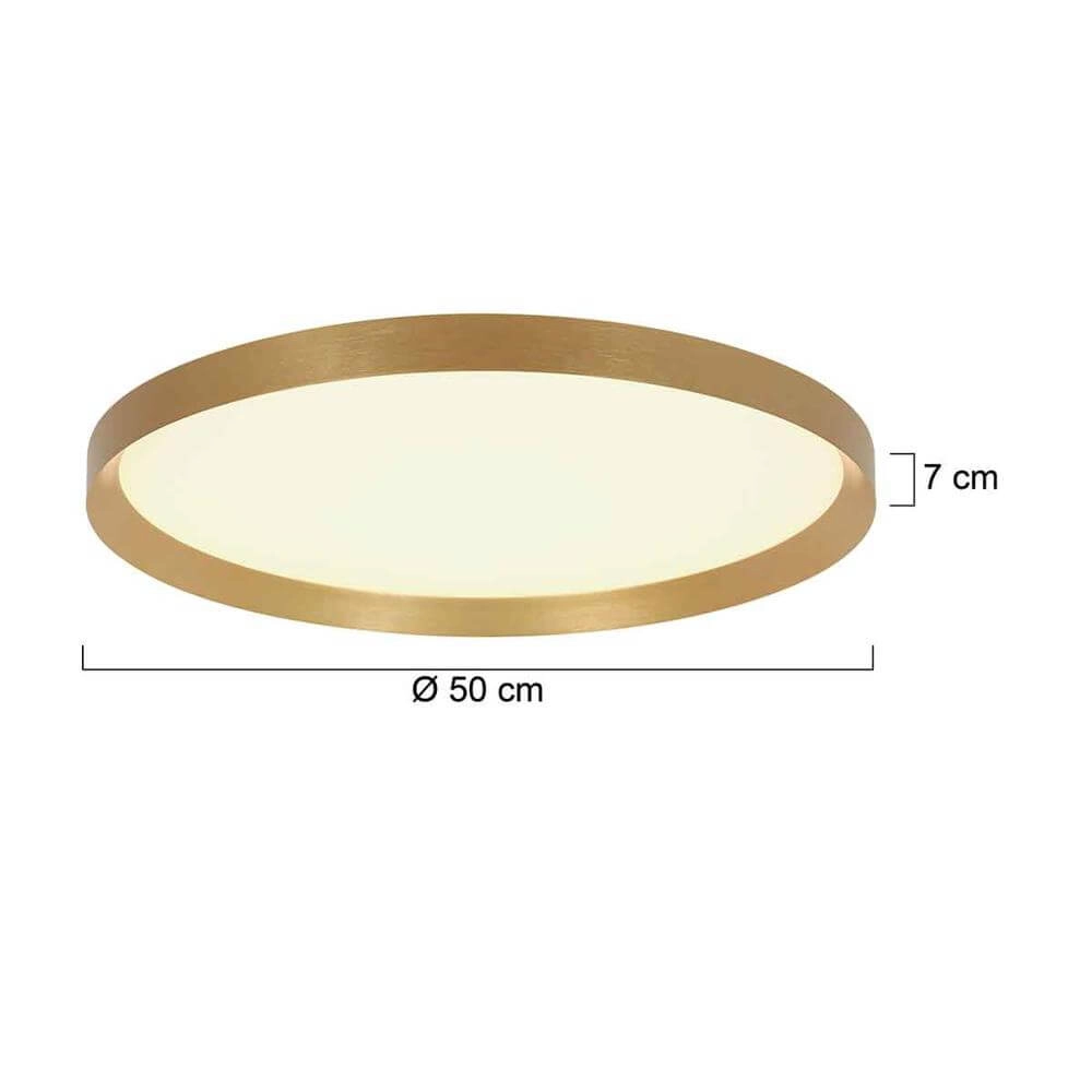 Strakke plafondlamp Flady goud Ø 50cm Steinhauer 8712746171853
