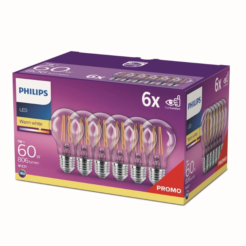 7W - E27 - 2700K - 806 lumen set van 6