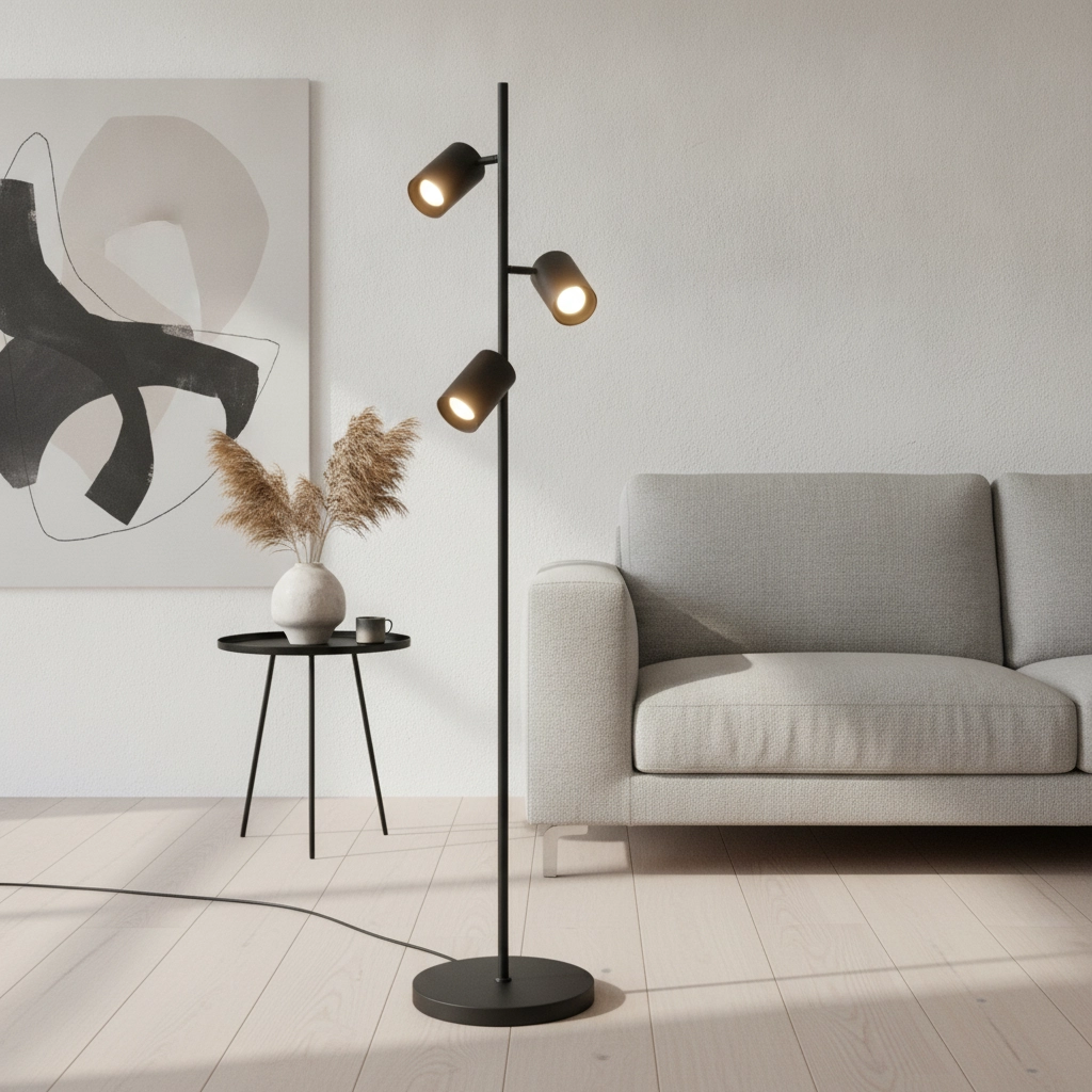 Vloerlamp Megano zwart 3-lichts