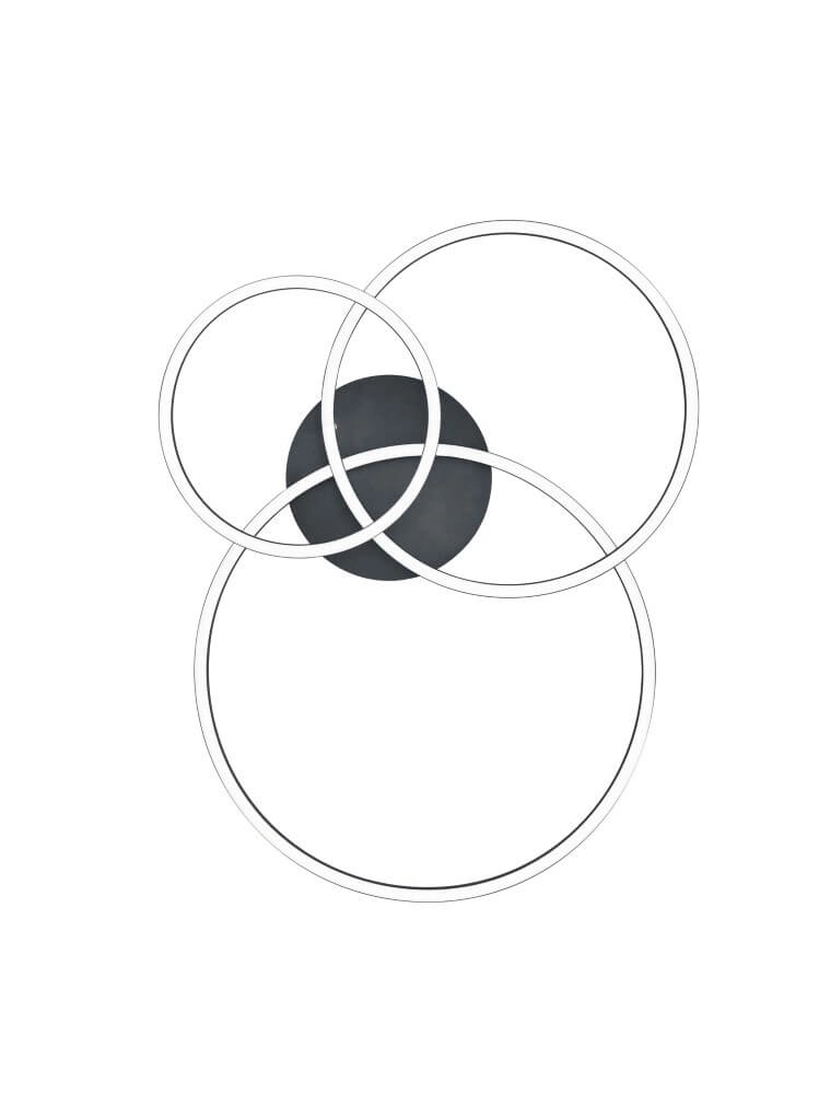 Plafonnière Winona 3-rings zwart