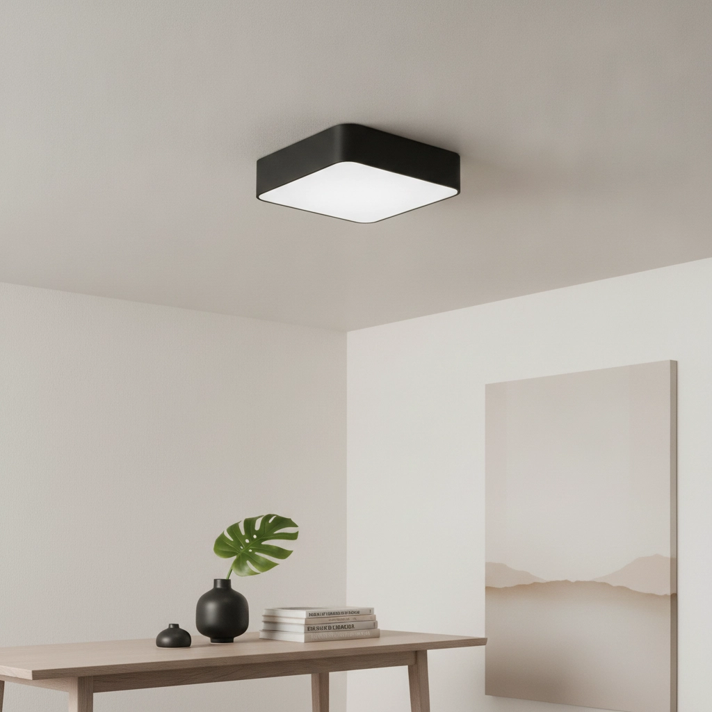 Vierkante plafondlamp Ragu zwart 46cm