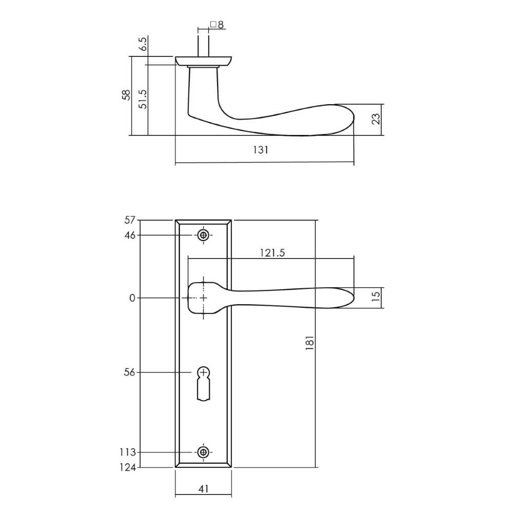 Deurklink Banaan sleutelgat messing getrommeld Intersteel 8714186485859