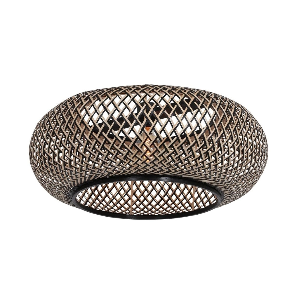 Muurlamp Elegant Classy met rotan en zwarte kap Steinhauer 8712746182446