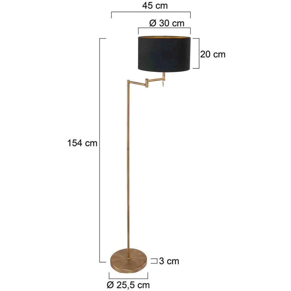 Vloerlamp Bella brons met zwarte kap Steinhauer 8712746174489