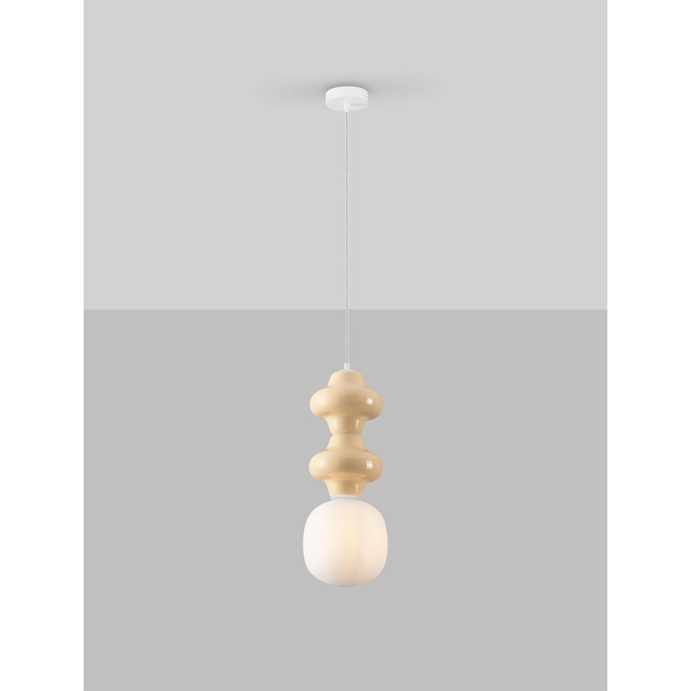 Hanglamp Clio M geel keramiek met wit glas Lyora 5212017461223
