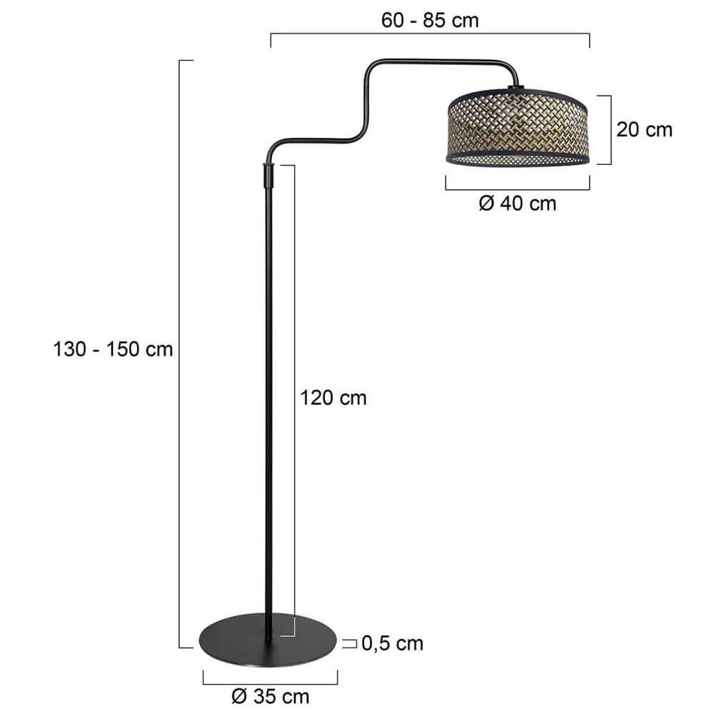 Vloerlamp zwart Bloeba met bamboe Steinhauer 8712746177022