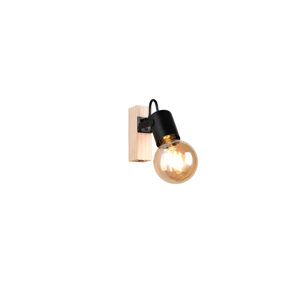 Plafondlamp Lynar zwart met hout Trio 4017807670684