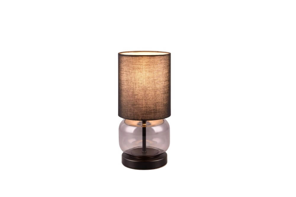 Zwarte tafellamp Elio met smoke glas