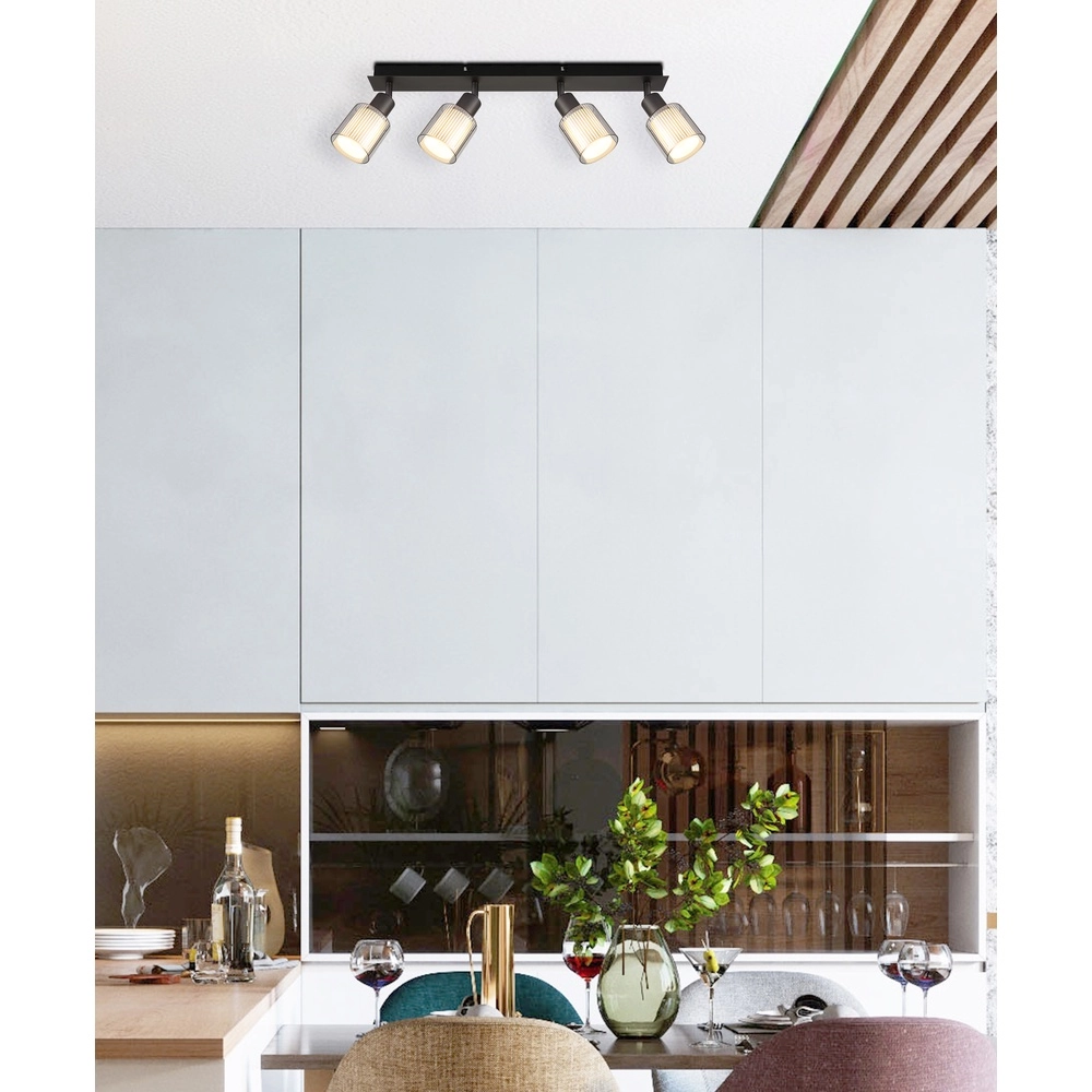 Design plafondlamp Villegas 4-lichts gunmetal Globo 9007371578948