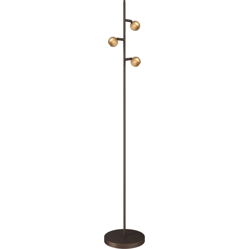 3-lichts vloerlamp Talana cacao bruin met goud