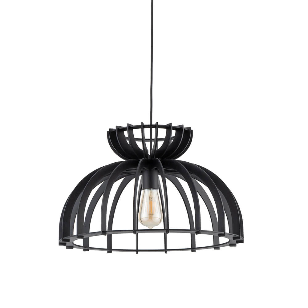 Houten hanglamp Kymi Ø 48cm - zwart