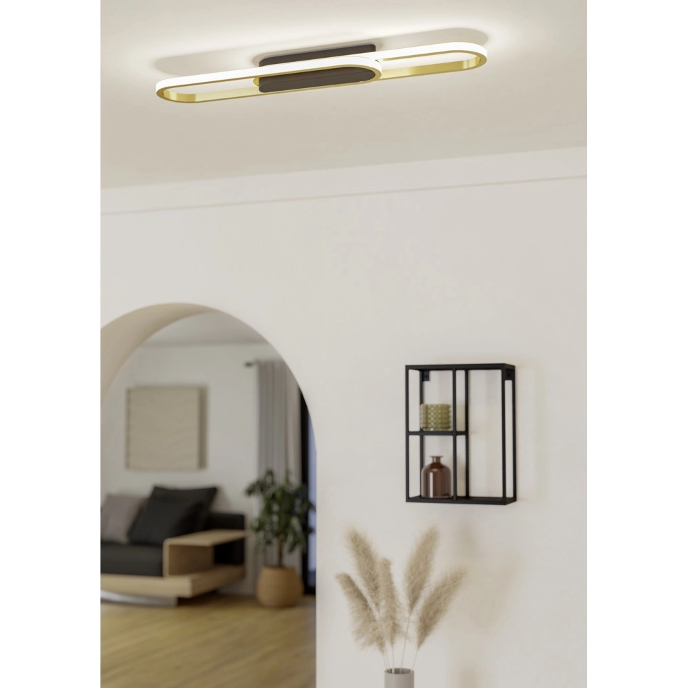 Strakke plafondlamp Conivarena zwart met goud Eglo 9008606357116