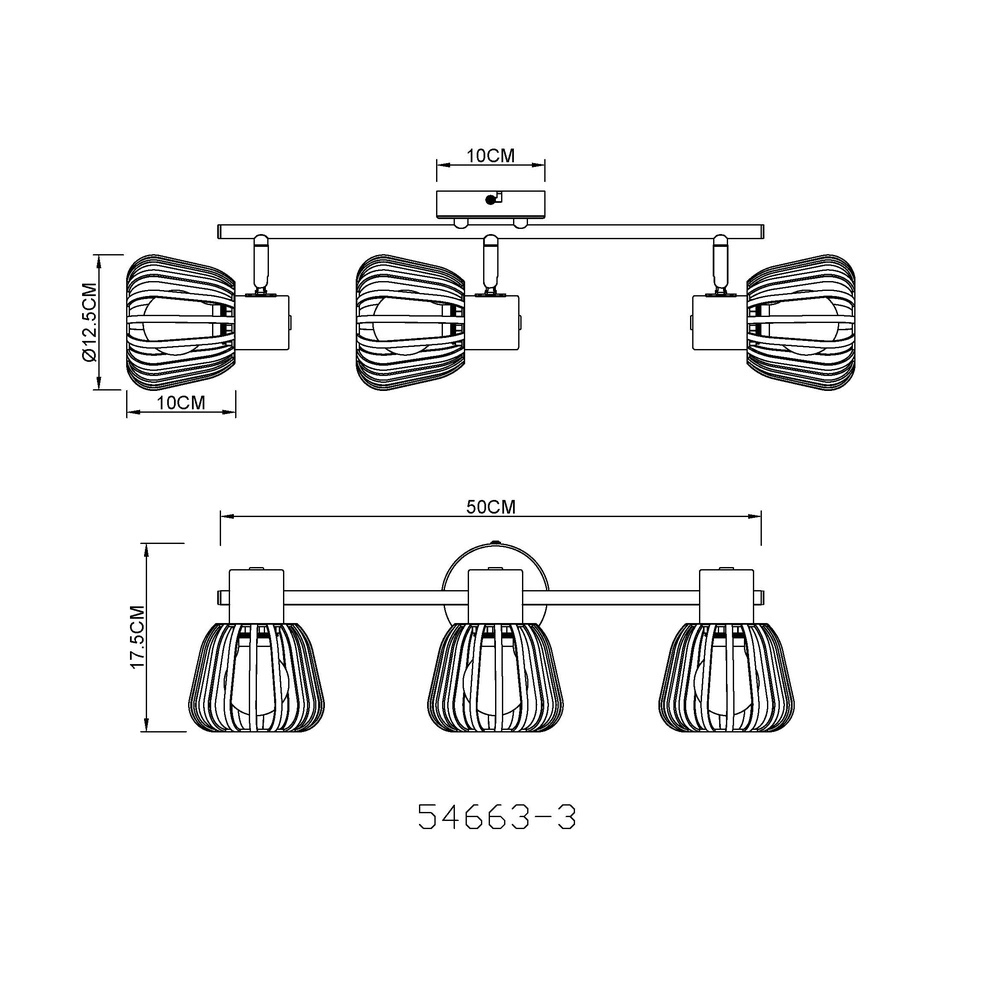 Plafondlamp Olin 3-lichts koffie bruin Globo 9007371589579