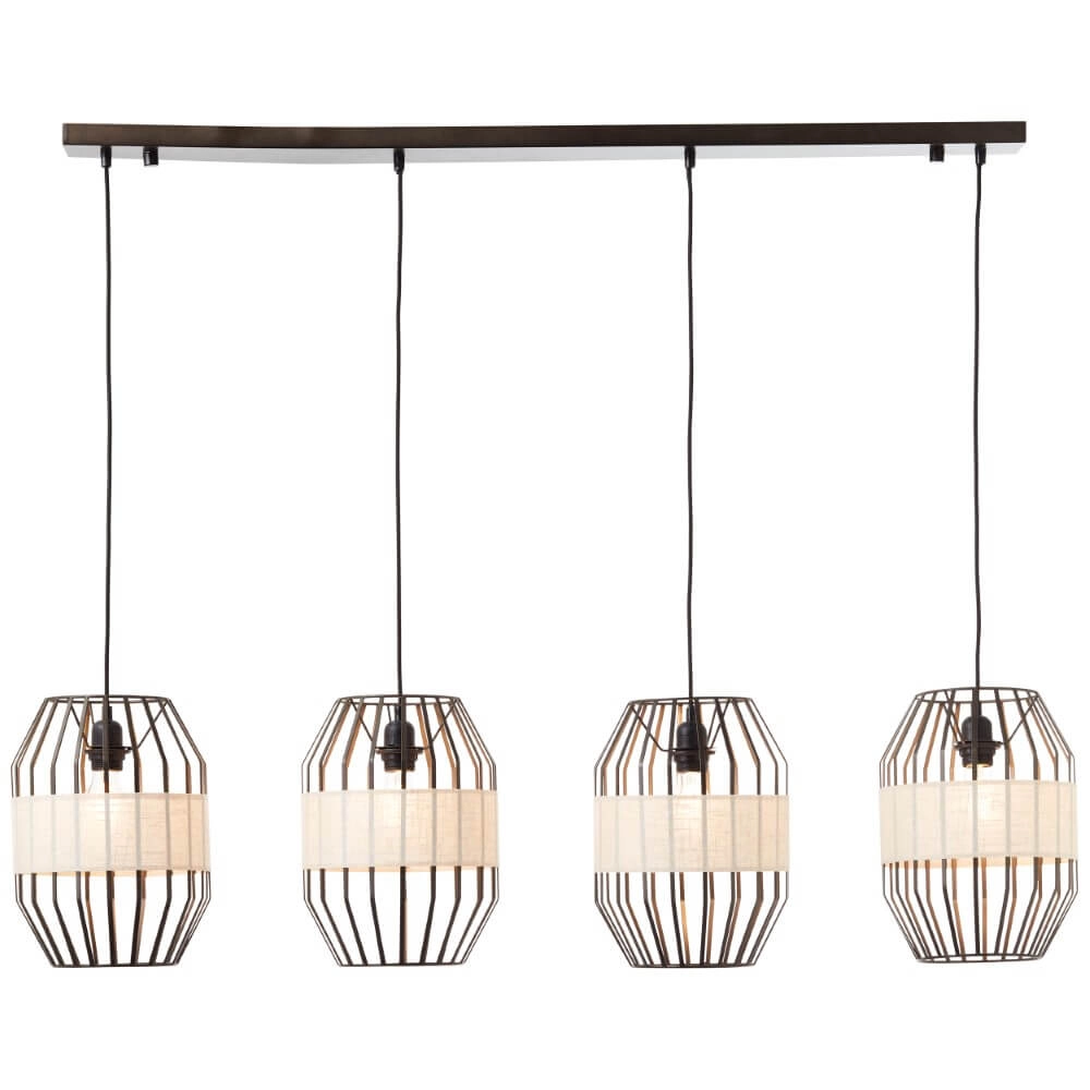 Hanglamp Slope 4-lichts zwart met zandkleur