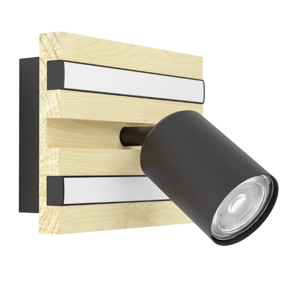 Wandlamp enkel Gesteira zwart met hout