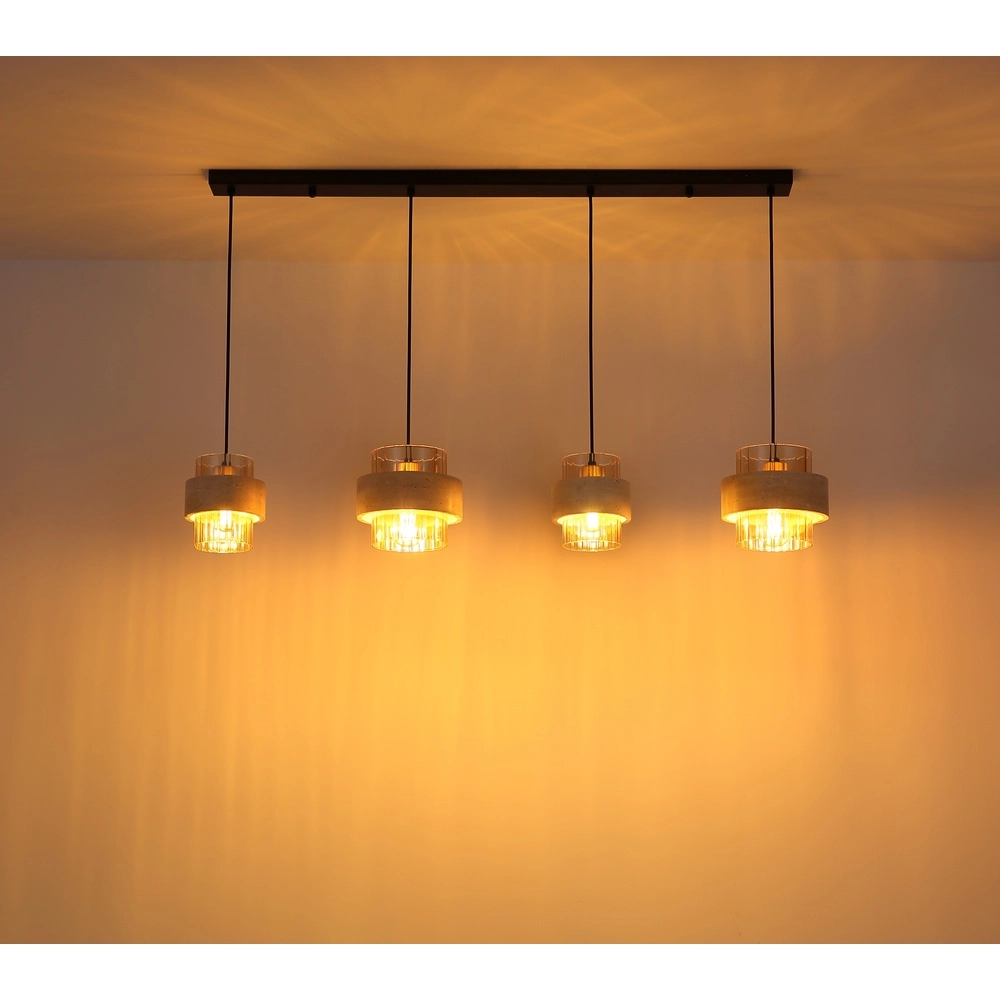 4-lichts hanglamp Daren zwart met marmer Globo 9007371592654