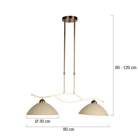 Klassieke hanglamp Anthea 2-lichts brons Steinhauer 8712746180206