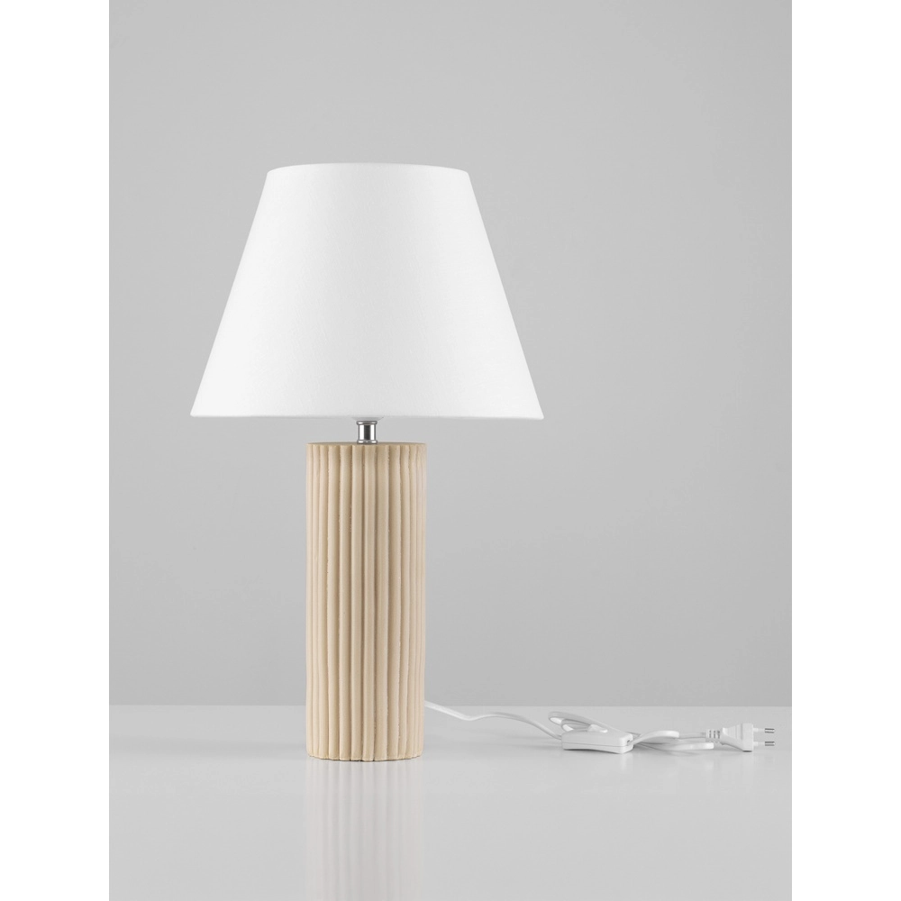 Tafellamp Bacco beige met witte kap Lyora 5212017468161