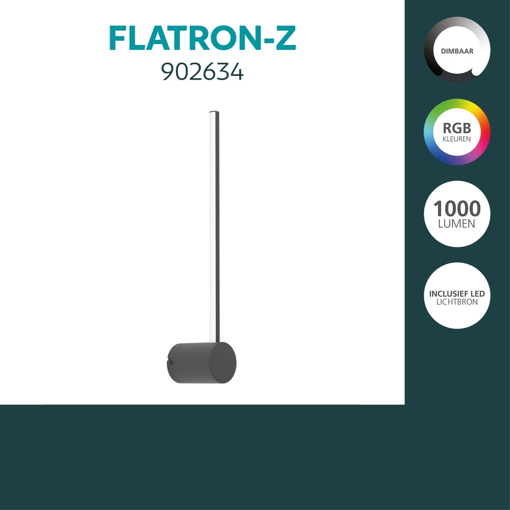 Smart wandlamp Flatron-Z zwart Eglo 9008606390557