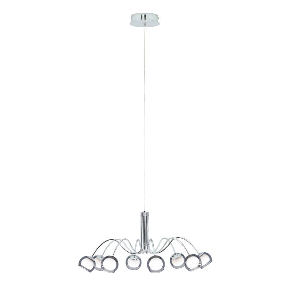 8-lichts hanglamp Malagon chroom