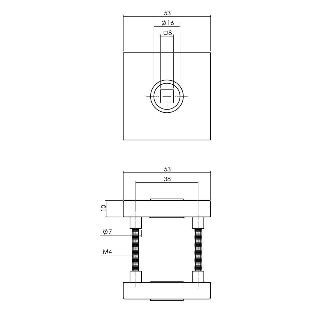 Achterdeurbeslag Jura vierkant messing getrommeld Intersteel 8714186696811