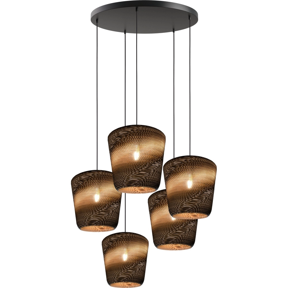 Hanglamp Carta Moody 5x Ø34cm Think Paper kap - zwart