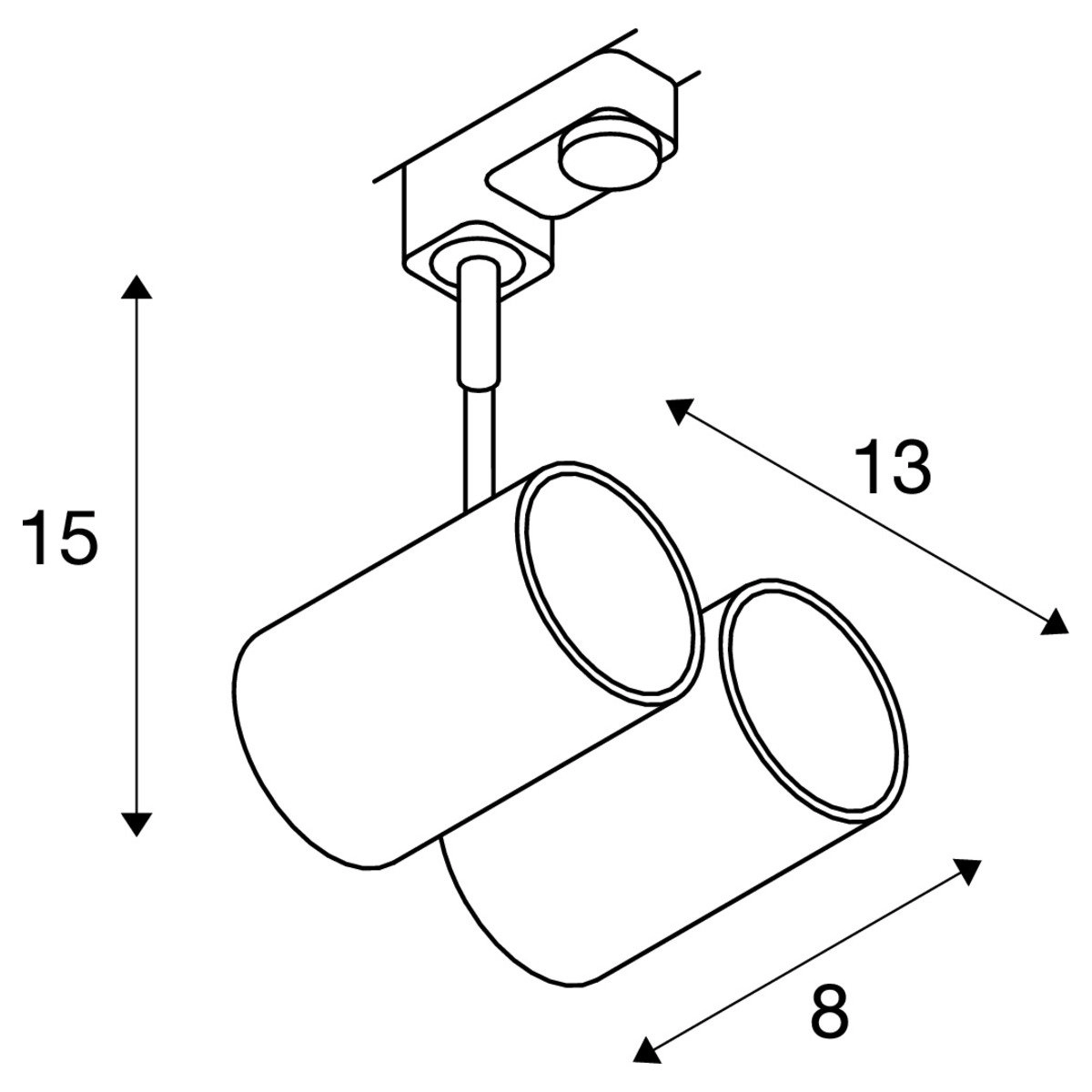 Railspot dubbel Bima 2 3-fase grijs SLV 4024163092135