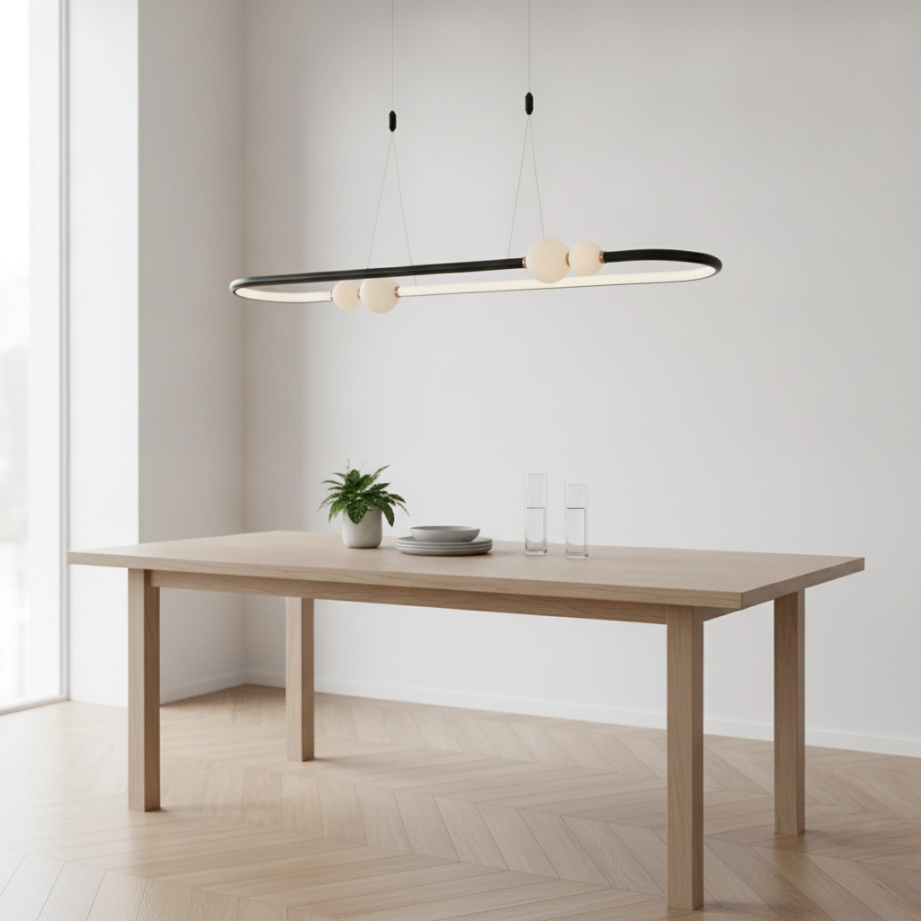 Hanglamp Celia zwart met wit ovaal