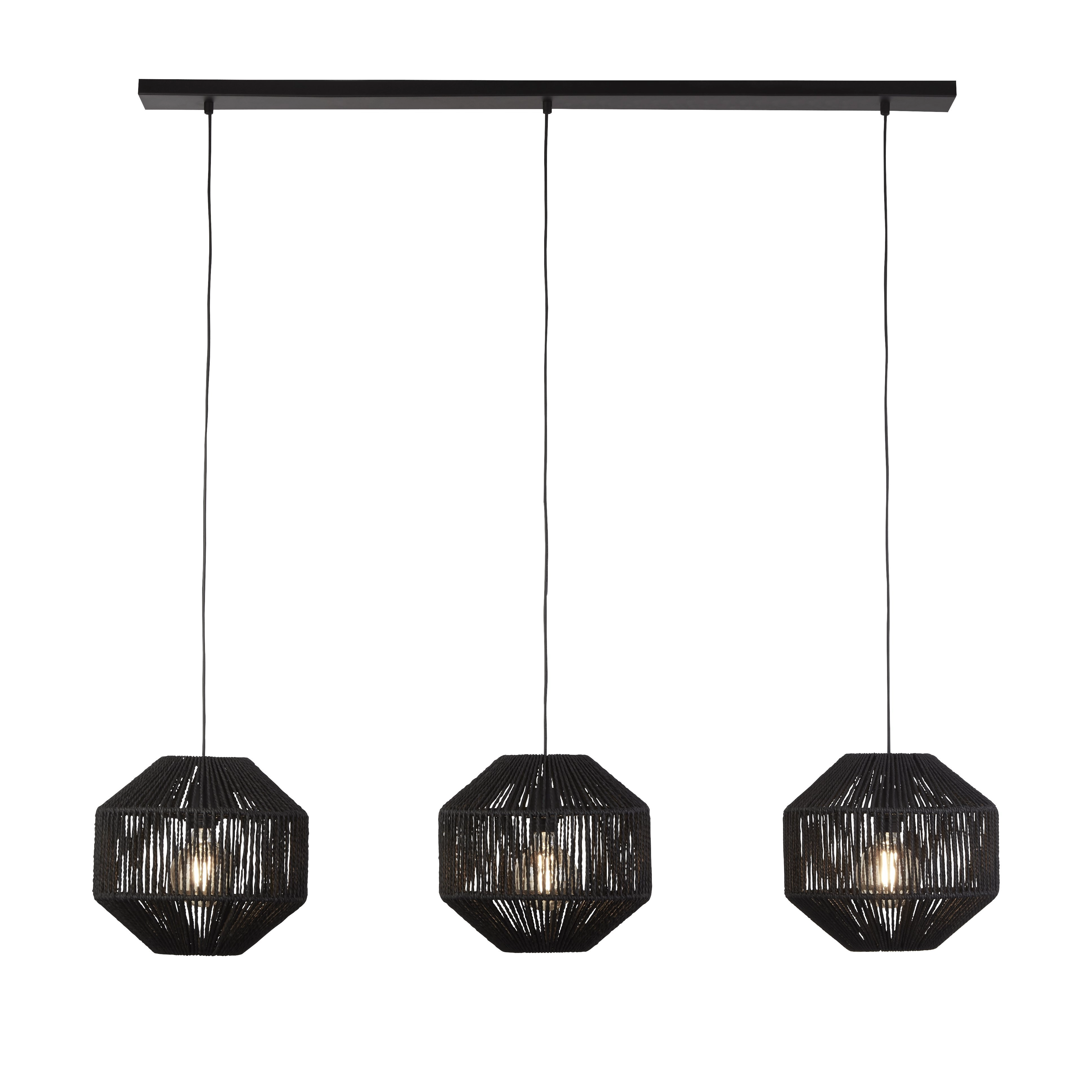 3-lichts hanglamp Wicker