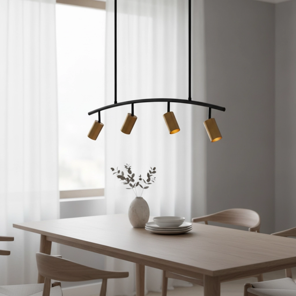 Hanglamp Pogno 4-lichts zwart met goud rond