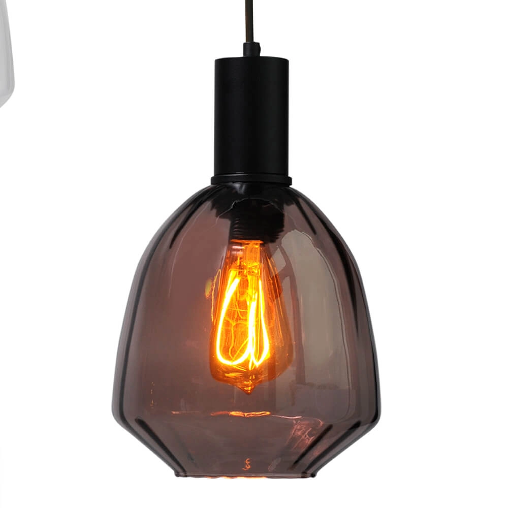 3-lichts vide hanglamp - zwart - Porto met Nicolette glazen Masterlight 8718121270951