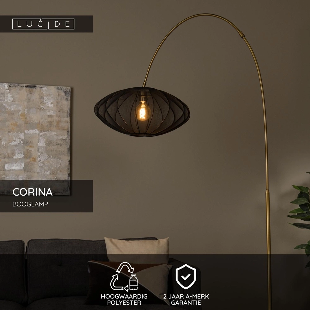 Booglamp Corina zwart Lucide 5411212032065