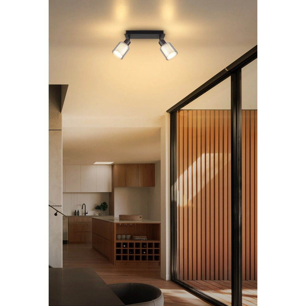 Design plafondlamp Villegas 2-lichts gunmetal Globo 9007371572946
