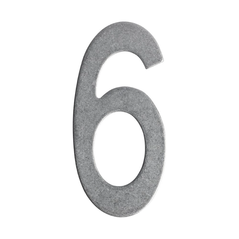 Huisnummer 6 Numbra 15cm RVS getrommeld
