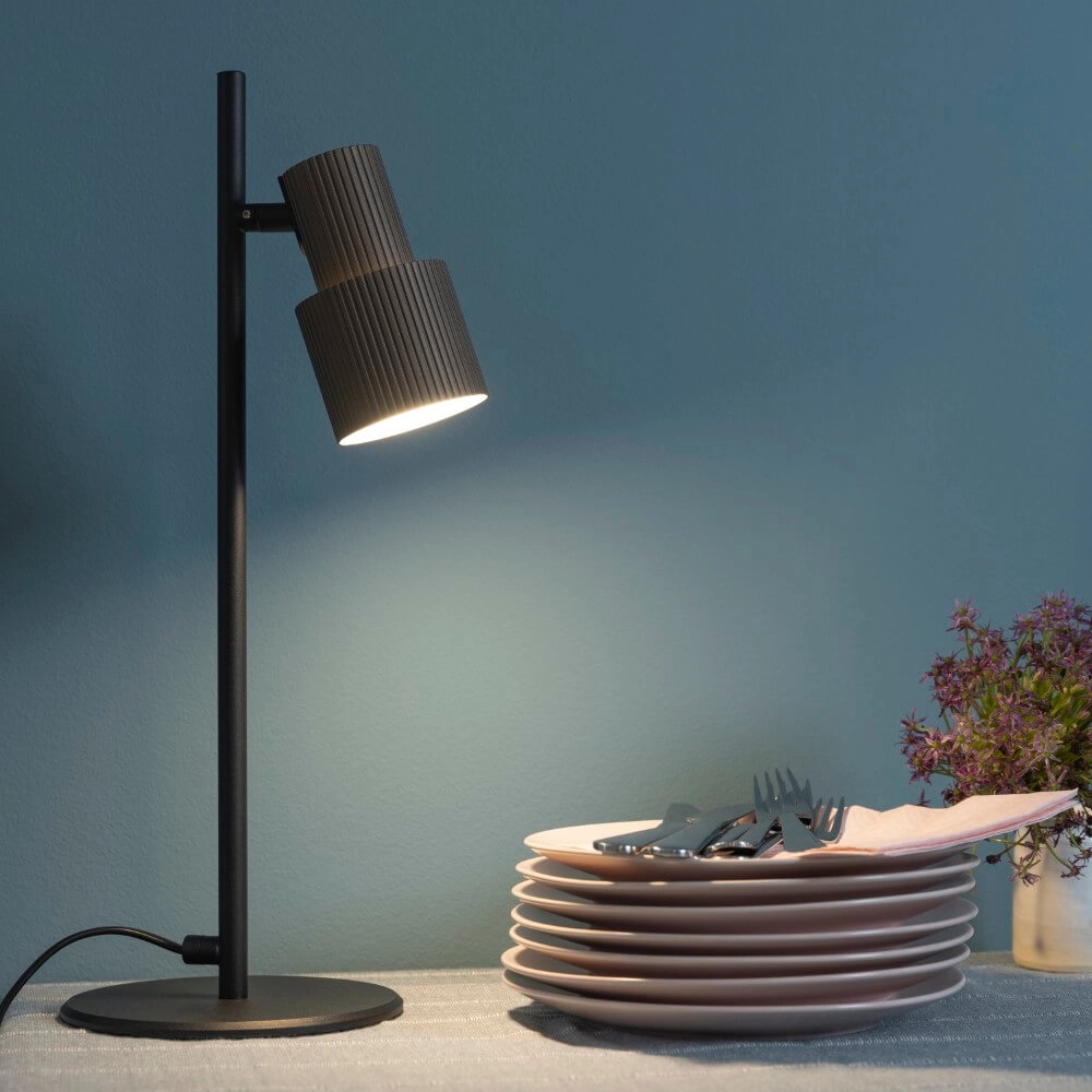 Design tafellamp Cadiz zwart met brons Brilliant 4004353446917
