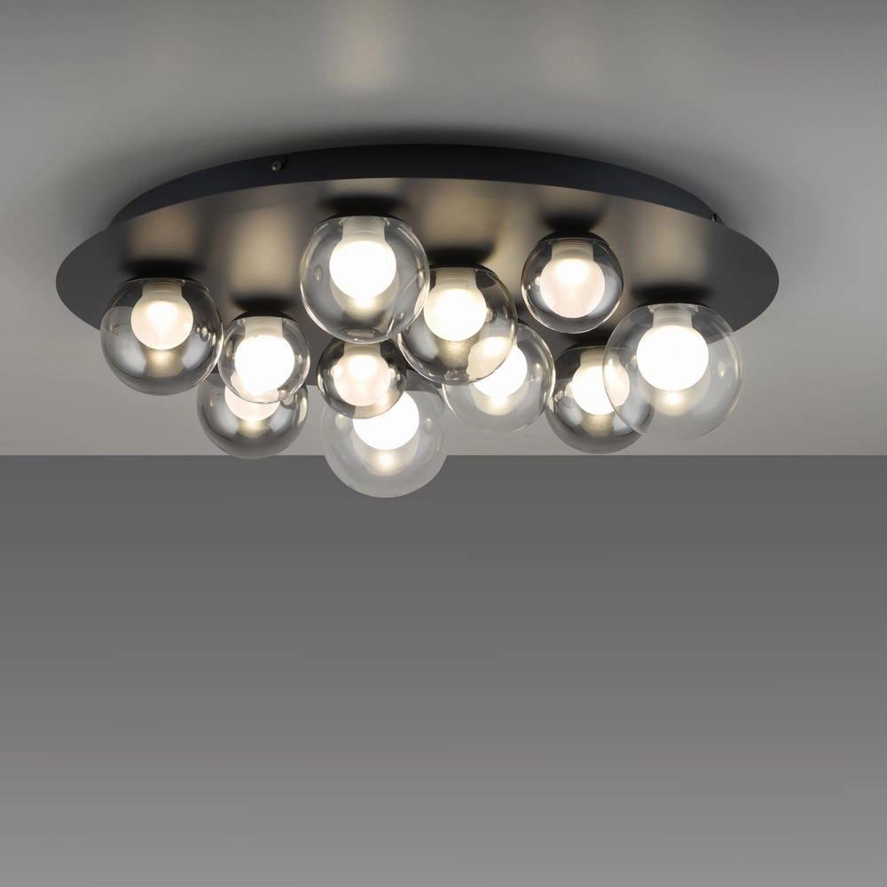 11-lichts plafondlamp Pure Popup Mystic grey met smoke glas Paul Neuhaus 4012248397176