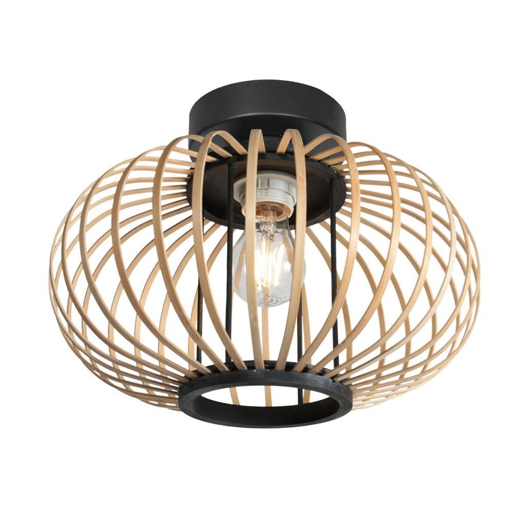 Plafondlamp Silva met bamboe kap Ø31cm
