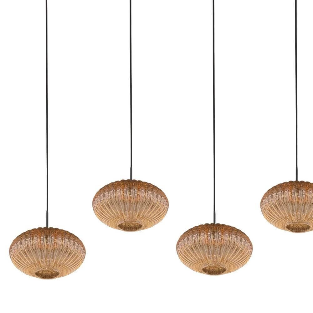 Hanglamp HaloSwap zwart met bol amber glas Steinhauer 8712746179675
