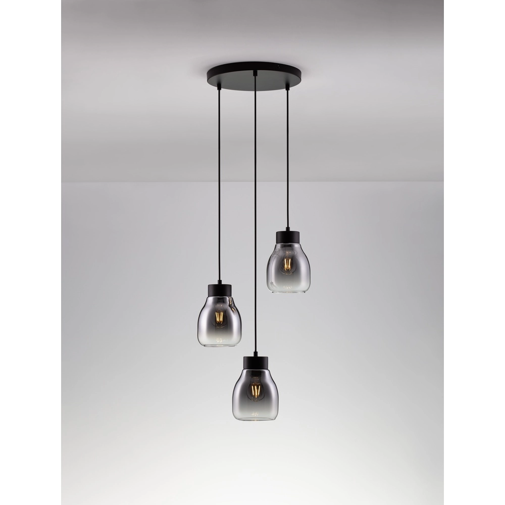 Hanglamp Blacu 3-lichts zwart rond Lyora 5212017447487