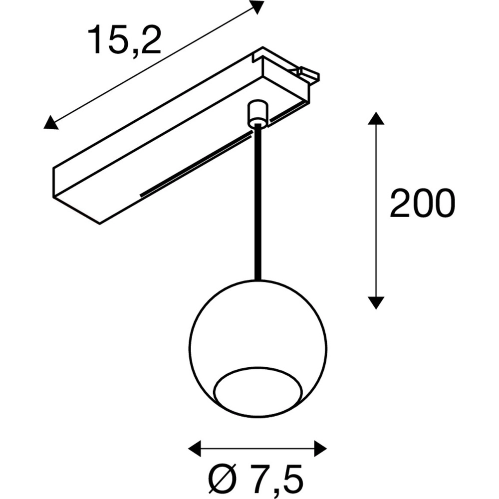 Hanglamp voor rail Light Eye 2.0 1-fase wit met zwart 2700K SLV 4024163315715