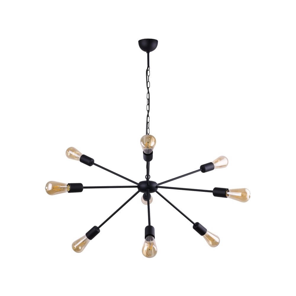 Zwart hanglamp Rod met 9 fittingen