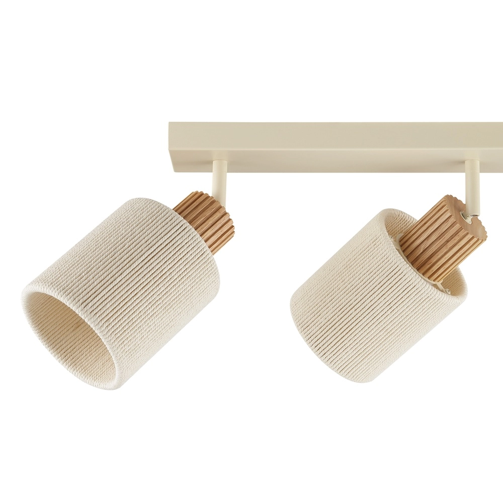 Plafondlamp Arlo zand bruin met hout 3-lichts Brilliant 4004353477058