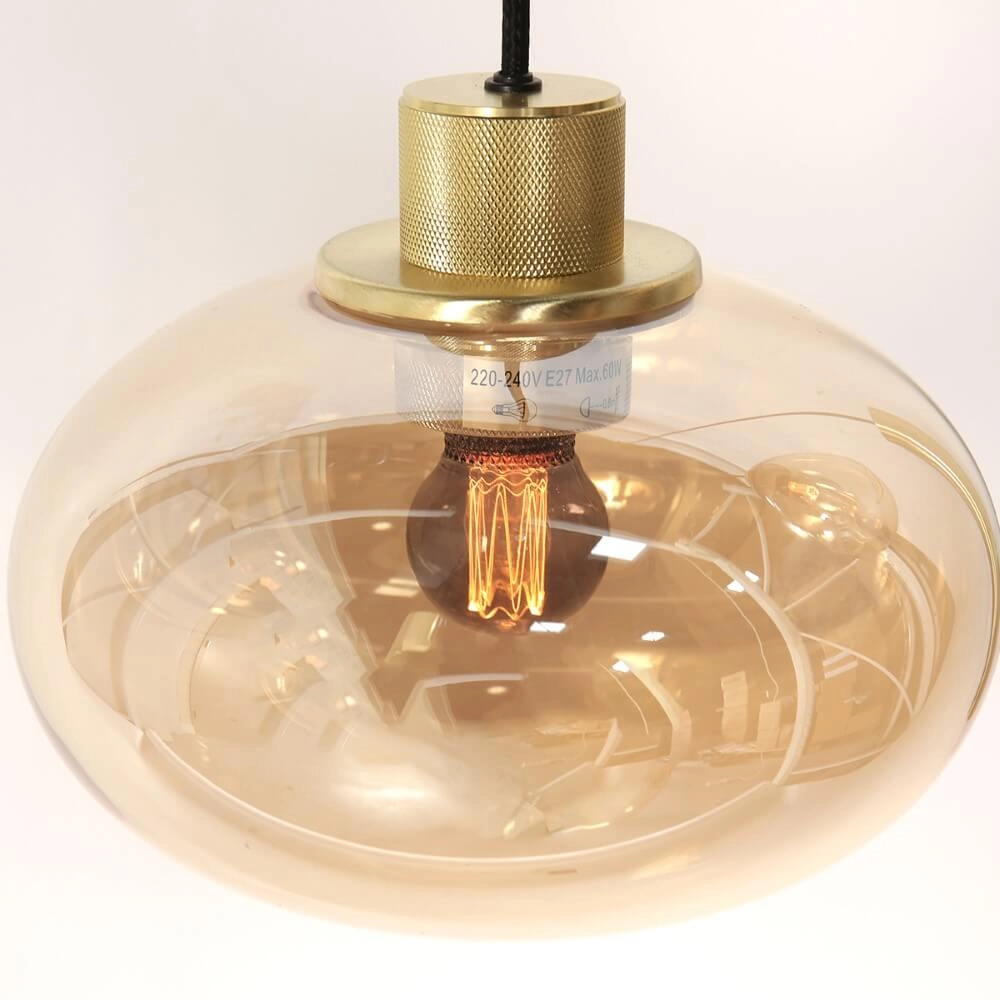 Eettafel hanglamp Reflexion goud met amberglas Steinhauer 8712746172966