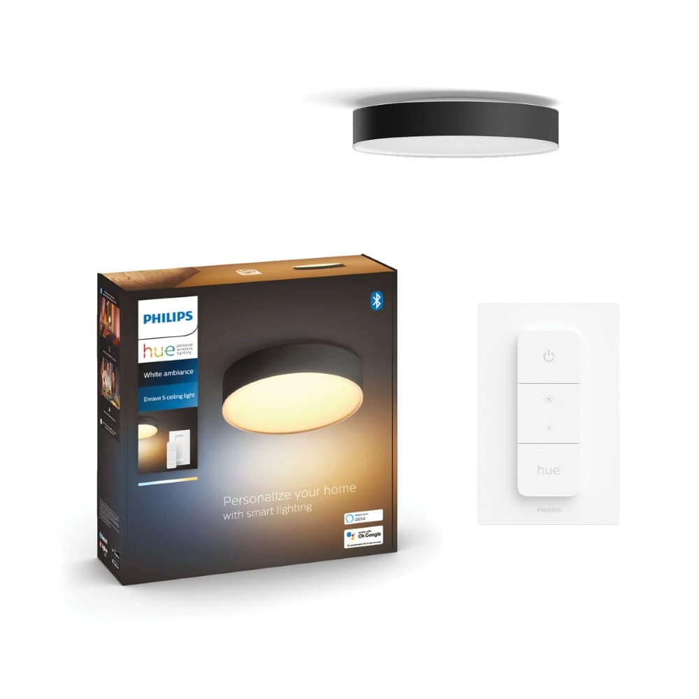 Plafondlamp Hue Enrave L - White Ambiance Ø 42,5cm zwart Philips 8718696176467